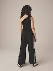 Black Wide Leg Woven 100% Cotton Trousers (3-16yrs) - Image 4 of 8