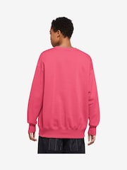 Nike Pink Phoenix Fleece Oversized Mini Swoosh Crew Neck Sweatshirt - Image 2 of 3