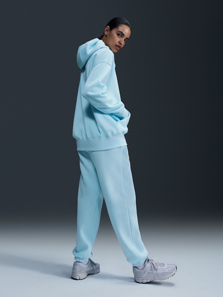 Nike Light Blue Oversized Phoenix Fleece Mini Swoosh Full Zip Hoodie - Image 2 of 5