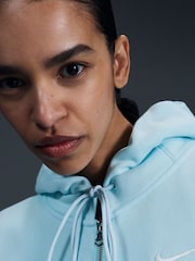 Nike Light Blue Oversized Phoenix Fleece Mini Swoosh Full Zip Hoodie - Image 3 of 5