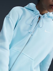 Nike Light Blue Oversized Phoenix Fleece Mini Swoosh Full Zip Hoodie - Image 4 of 5