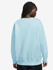 Nike Blue Phoenix Fleece Oversized Mini Swoosh Crew Neck Sweatshirt - Image 2 of 6