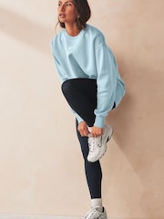 Nike Blue Phoenix Fleece Oversized Mini Swoosh Crew Neck Sweatshirt - Image 4 of 6