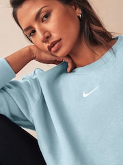 Nike Blue Phoenix Fleece Oversized Mini Swoosh Crew Neck Sweatshirt - Image 6 of 6