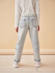 Blue Denim Mom Floral Printed 100% Cotton Jeans (3-16yrs) - Image 3 of 6