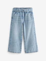Denim Lightwash 100% Cotton Wide Leg Jeans With Belt (3-16yrs) - Image 4 of 7
