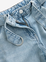 Denim Lightwash 100% Cotton Wide Leg Jeans With Belt (3-16yrs) - Image 6 of 7