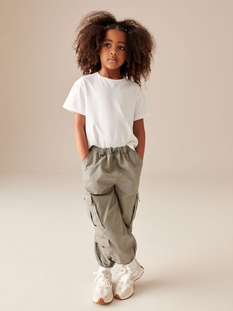 Khaki Green Parachute Cargo 100% Cotton Trousers (3-16yrs) - Image 2 of 4 Khaki Green Parachute Cargo 100% Cotton Trousers (3-16yrs) - Image 2 of 4