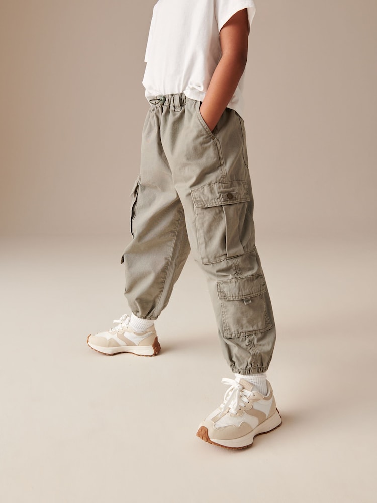 Khaki Green Parachute Cargo 100% Cotton Trousers (3-16yrs) - Image 4 of 4 Khaki Green Parachute Cargo 100% Cotton Trousers (3-16yrs) - Image 4 of 4