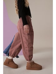 Rust Brown Parachute Cargo 100% Cotton Trousers (3-16yrs) - Image 3 of 4