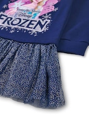 Vanilla Underground Blue Girls Frozen Longline Sweatshirt With Trim - Image 4 of 6