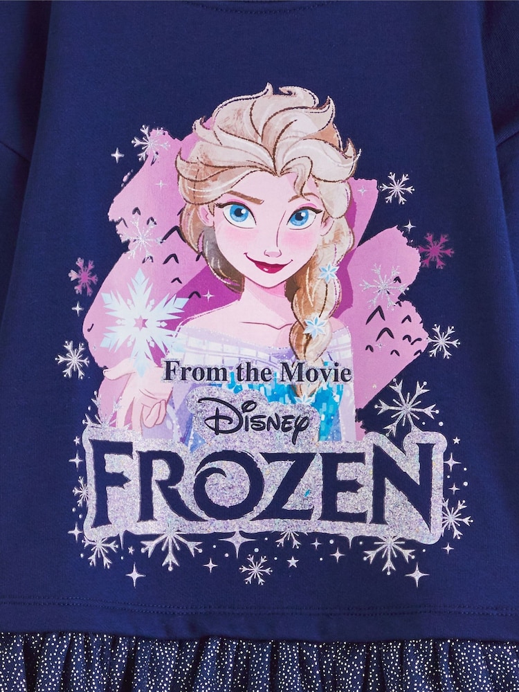 Vanilla Underground Blue Girls Frozen Longline Sweatshirt With Trim - Image 6 of 6
