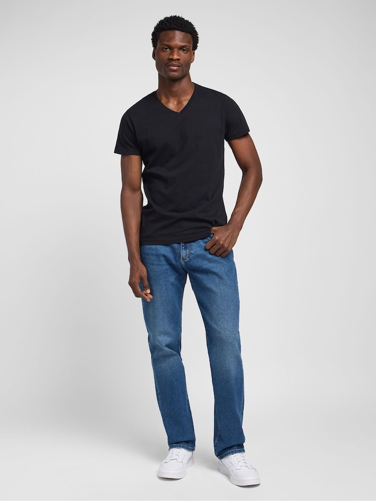 Lee Mid Blue Denim Straight Fit Extreme Motion Jeans - Image 3 of 6