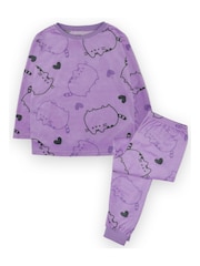 Vanilla Underground Purple Pusheen Girls Licensed Fleece Pyjamas - Image 1 of 5