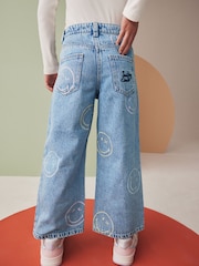 Mid Blue Denim SmileyWorld® Wide Leg 100% Cotton Jeans (3-16yrs) - Image 3 of 8