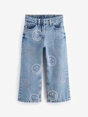 Mid Blue Denim SmileyWorld® Wide Leg 100% Cotton Jeans (3-16yrs) - Image 5 of 8