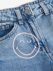 Mid Blue Denim SmileyWorld® Wide Leg 100% Cotton Jeans (3-16yrs) - Image 7 of 8