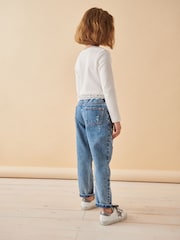 Denim, Mittelblau - Mom-Jeans mit Pailetten und Sternenmotiv aus 100 % Baumwolle (3–16 Jahre) - Bild 2 von 8