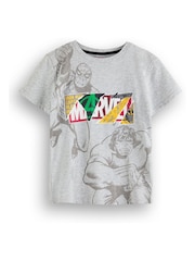 Vanilla Underground Grey Kids Marvel Logo Short Sleeved T-Shirt - Image 1 of 5