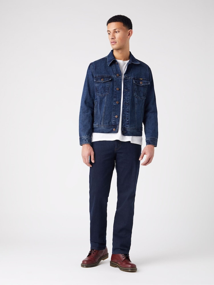 WRANGLER - Jeans da uomo Texas STRETCH Regular Fit, blu nero (001), 36/32, Nero blu