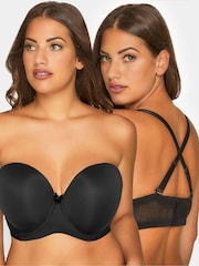 Yours Curve Black Moulded Underwired Full Cup Multiway Bra With Removeable Straps - Image 4 of 5