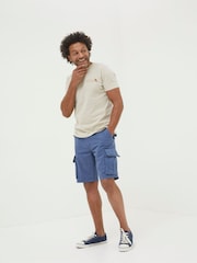 FatFace Bude Mid Blue Lightweight Cargo Shorts - Image 1 of 3