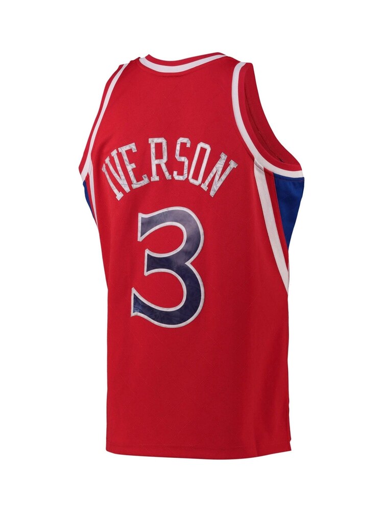 Fanatics Red NBA Philadelphia 76ers Mitchell and Ness 75th Anniversary Icon Swingman Jersey - Image 3 of 3