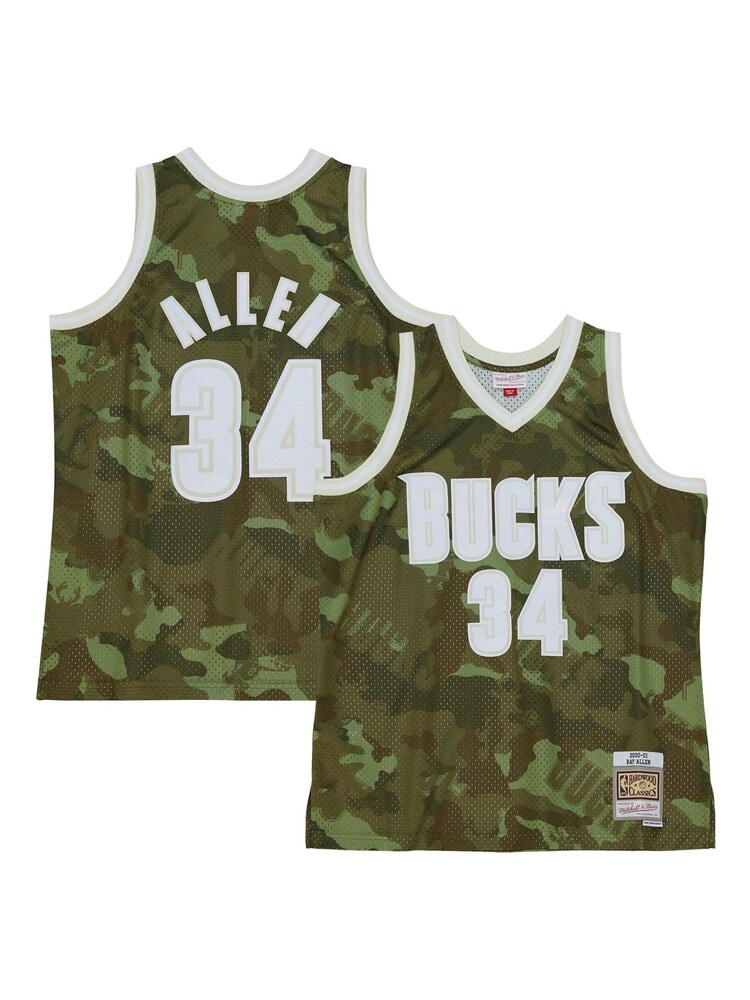 Fanatics Green NBA Milwaukee Bucks Ray Allen 2000 Ghost Camo Swingman Jersey - Image 1 of 4