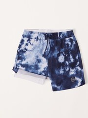 Abercrombie & Fitch Blue Tie Dye Print Swim Shorts - Image 3 of 6