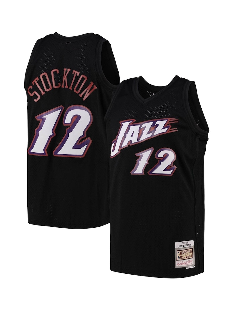 Fanatics NBA Utah Jazz John Stockton Team Colour Swingman Black BasketBall Jersey - Image 1 of 3