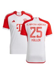 adidas White FC Bayern Home Shirt 2023-24 - Mueller 25 Kids - Image 1 of 3