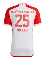 adidas White FC Bayern Home Shirt 2023-24 - Mueller 25 Kids - Image 3 of 3