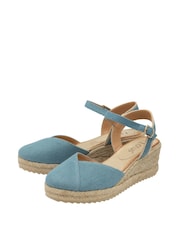 Lotus Blue Wedge Espadrille Shoes - Image 2 of 4