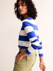 Boden Blue White Bea Long Sleeve Breton 100% Cotton T-Shirt - Image 3 of 5