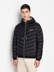 Armani Exchange Hooded Puffer Black Jacket - Image 1 of 6