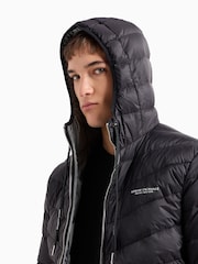Armani Exchange Hooded Puffer Black Jacket - Image 4 of 6
