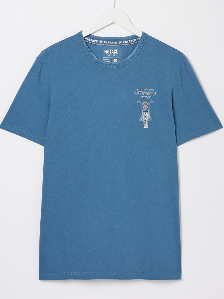 FatFace Blue Motoworks T-Shirt - Image 5 of 5