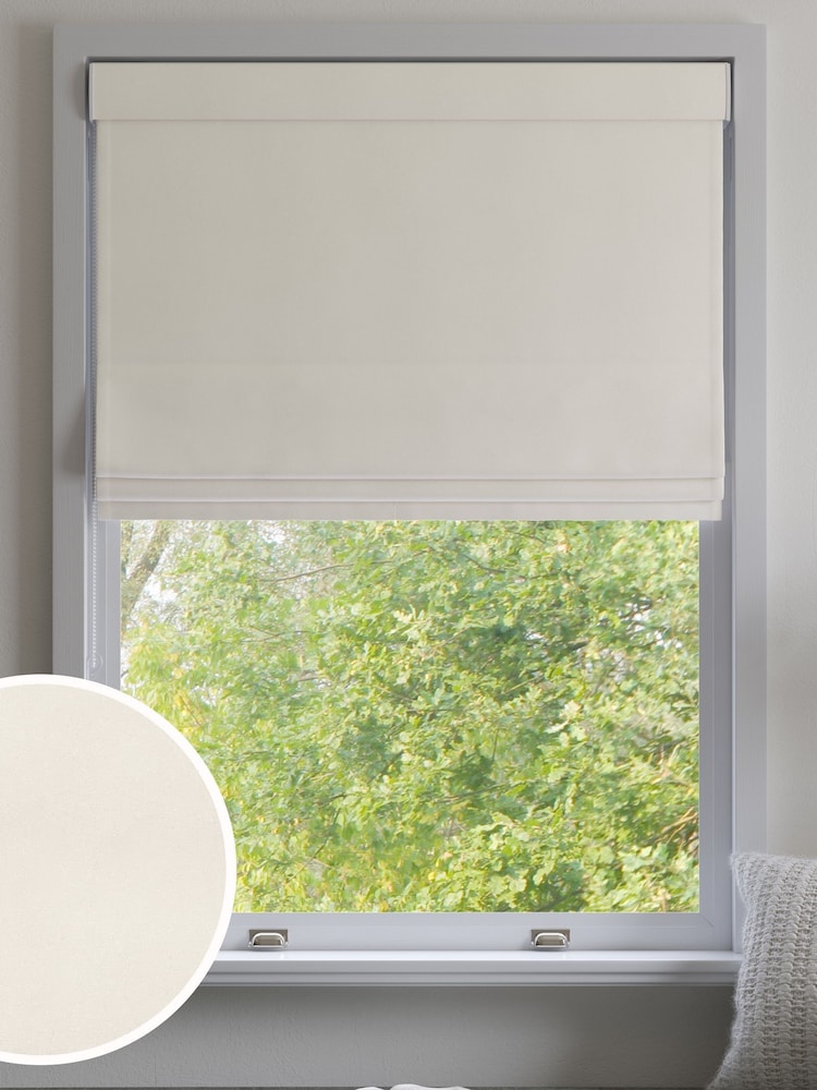 Ivory Cream 100% Cotton Made to Measure Roman Blind - Image 1 of 2