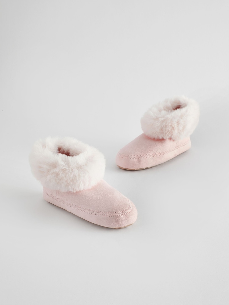 The White Company Pink Faux Fur Boot Slippers - Image 1 of 6