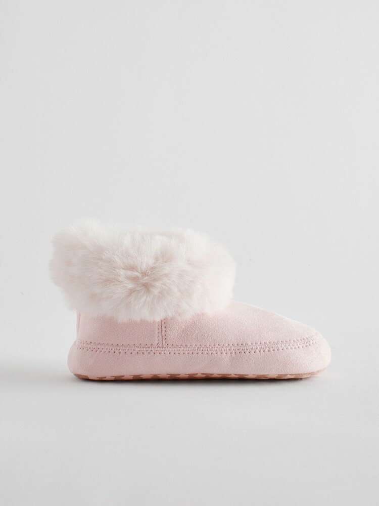 The White Company Pink Faux Fur Boot Slippers - Image 2 of 6