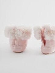 The White Company Pink Faux Fur Boot Slippers - Image 3 of 6