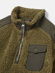 Joules Boys' Billy Khaki Green Half Zip Borg Fleece - Image 2 of 6