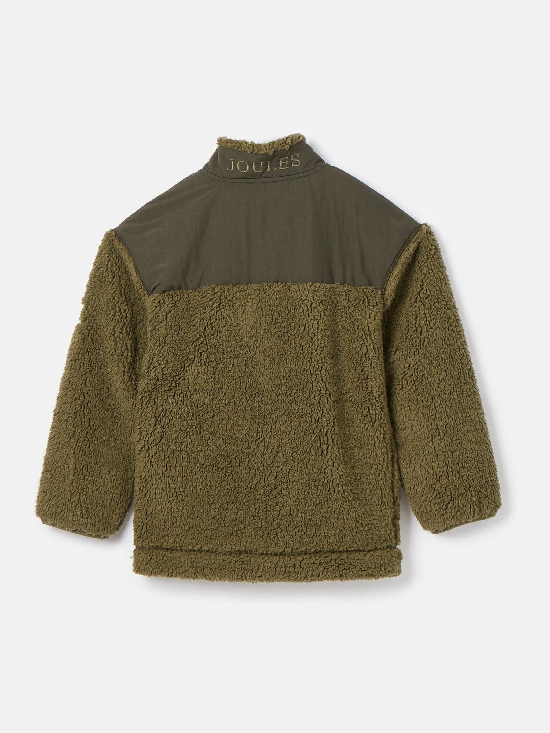 Buy Joules Boys' Billy Khaki Green Half Zip Borg Fleece from the