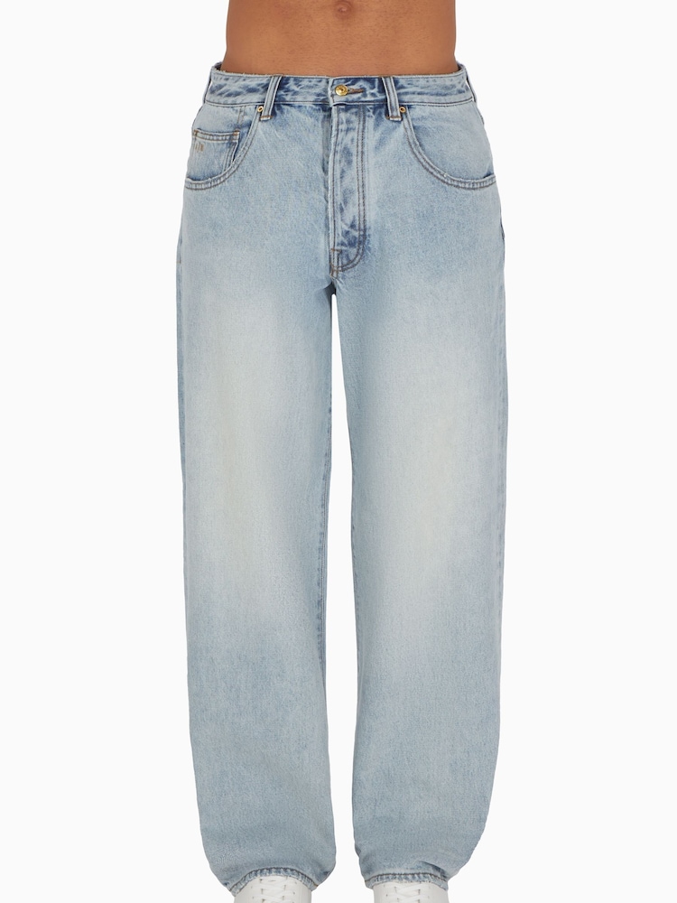 Armani Exchange Relaxed Fit Light Wash Loose Denim 100% Cotton Jeans - Image 1 of 8