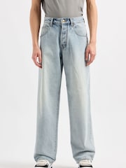 Armani Exchange Relaxed Fit Light Wash Loose Denim 100% Cotton Jeans - Image 3 of 8