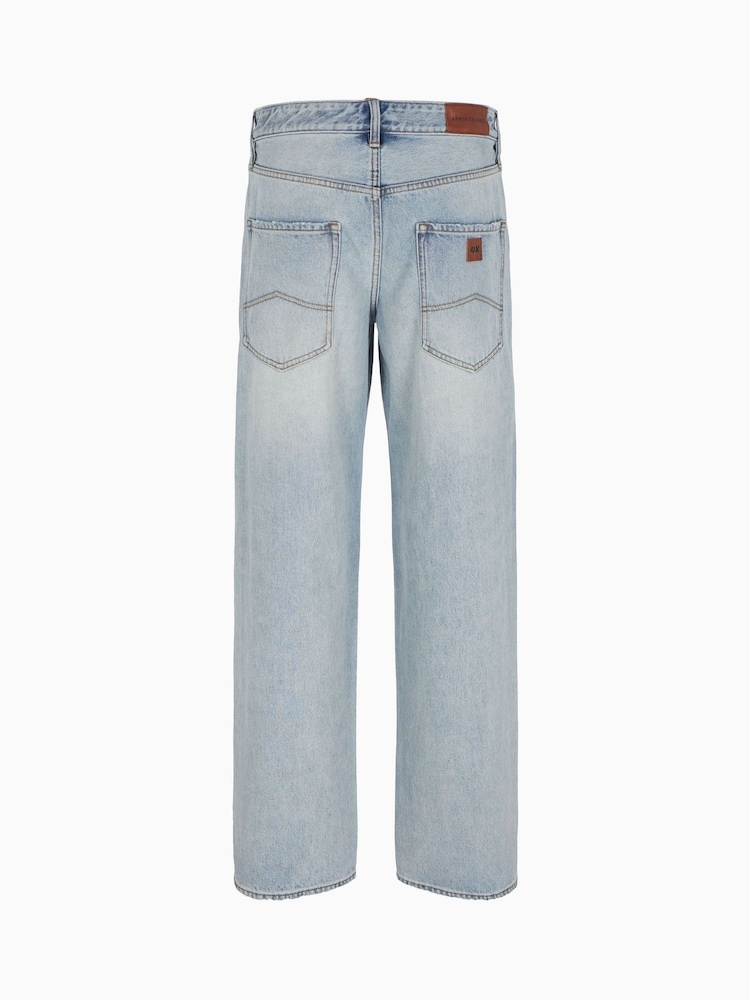 Armani Exchange Relaxed Fit Light Wash Loose Denim 100% Cotton Jeans - Image 8 of 8