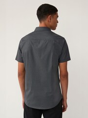 Armani Exchange Navy Geo Logo Print Short Sleeve Shirt - Image 2 of 5