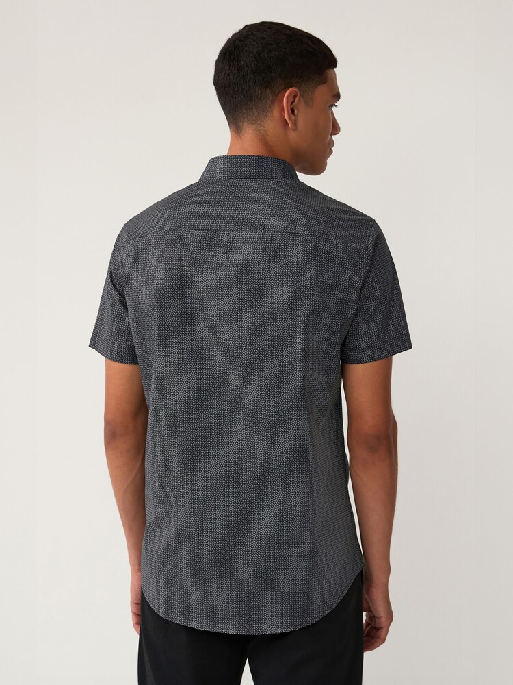 Armani Exchange Navy Geo Logo Print Short Sleeve Shirt - Image 2 of 5