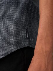 Armani Exchange Navy Geo Logo Print Short Sleeve Shirt - Image 4 of 5