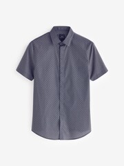 Armani Exchange Navy Geo Logo Print Short Sleeve Shirt - Image 5 of 5